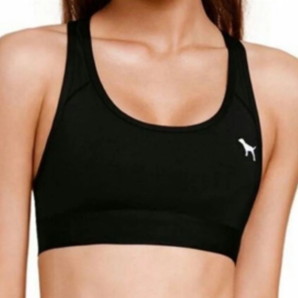 PINK Victoria's Secret Other - PINK VICTORIA’S SECRET Ultimate Unlined Black White Dog Logo Mesh Racerback